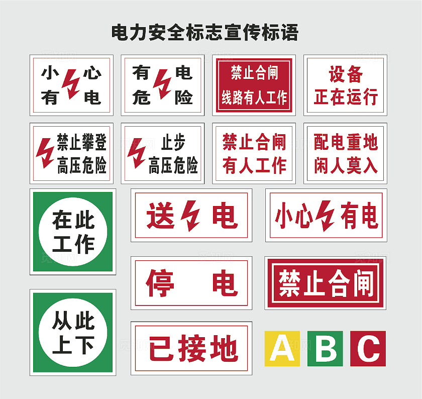 电力安全标志宣传标语禁止合闸线路有人工作安全标识