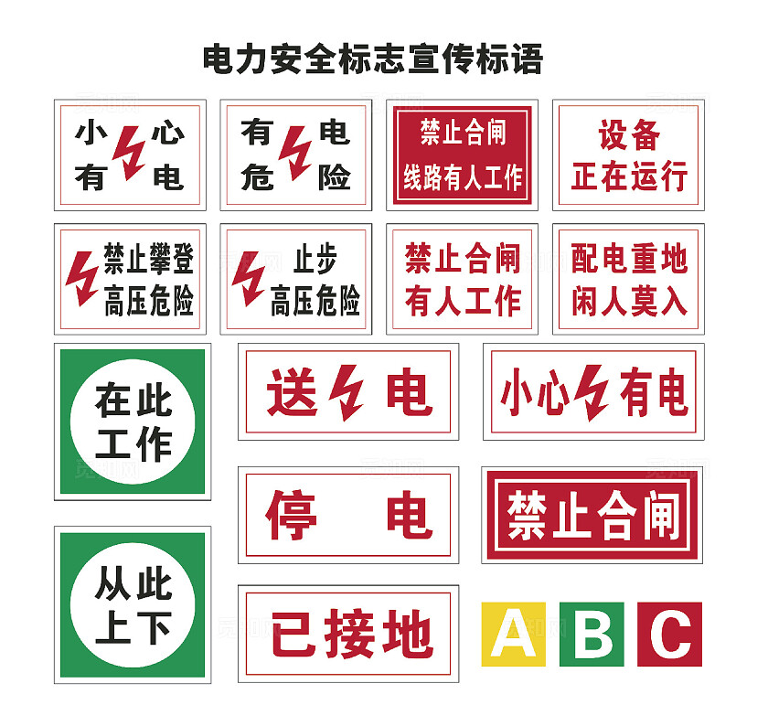 电力安全标志宣传标语禁止合闸线路有人工作安全标识