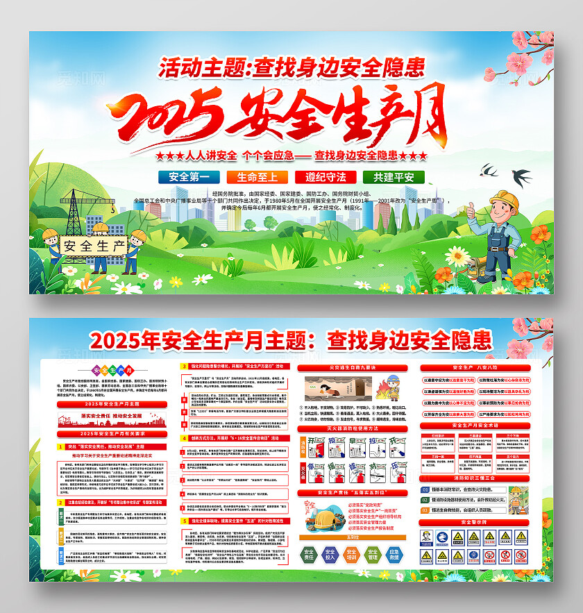 2025年全国安全生产月红色简约人安全生产月展板2025全国安全生产月