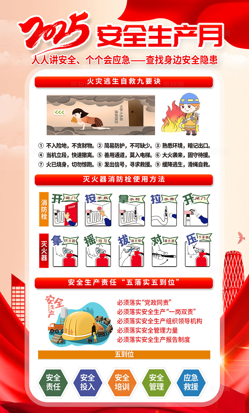 2025年全国安全生产月红色简约安全生产月海报2025全国安全生产月
