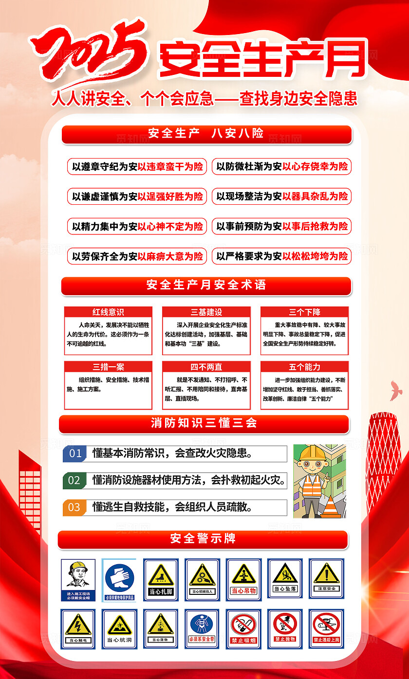 2025年全国安全生产月红色简约安全生产月海报2025全国安全生产月