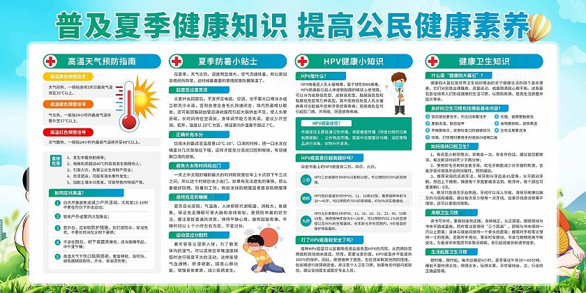 夏季健康知识宣传展板