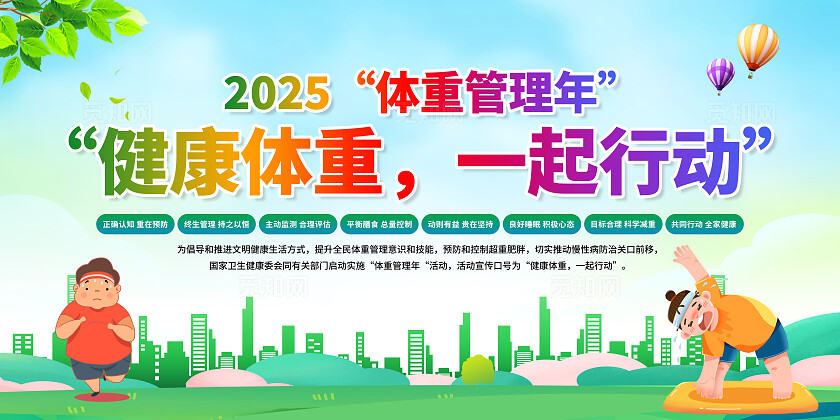 简单大气绿色体重管理年宣传展板