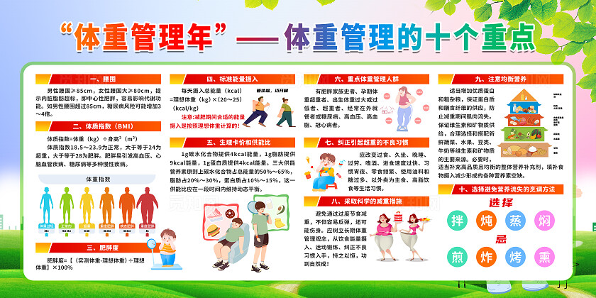 简单大气绿色体重管理年宣传展板