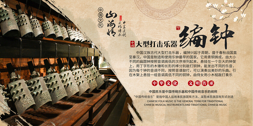 棕色拼色中式套图古典民俗乐器简介插图插画套图中式插画套图