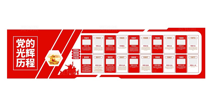 学党史历届党代会党的光辉历程党建文化墙