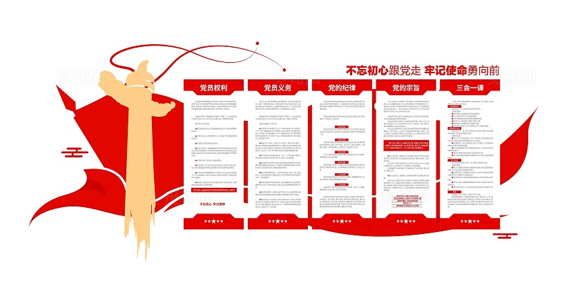 党员权利党员义务党的纪律党的宗旨三会一课党建文化墙