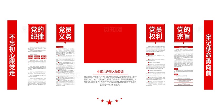 党员学习园地入党誓词党员权利党员义务党建文化墙