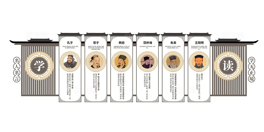 中式古典名人名言校园文化墙