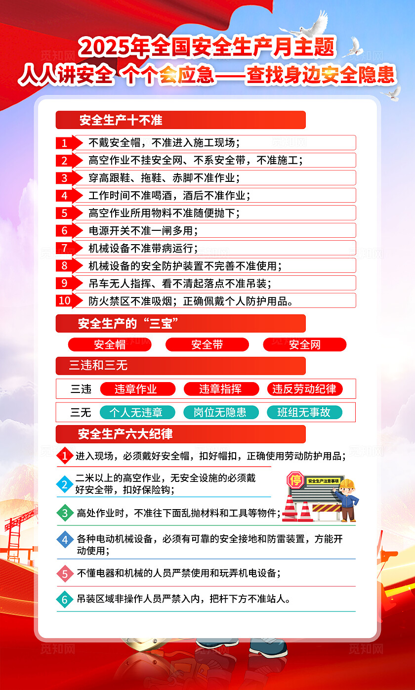 2025年全国安全生产月红色简约安全生产月海报2025全国安全生产月
