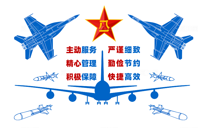 蓝色大型空军军队部队文化墙