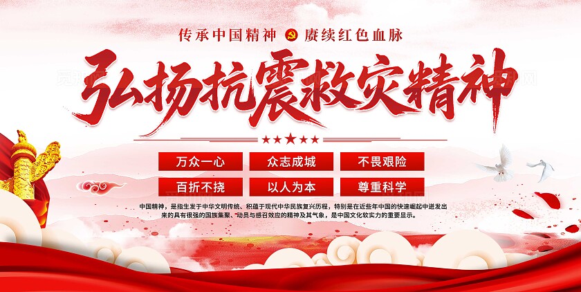 抗震救灾精神展板