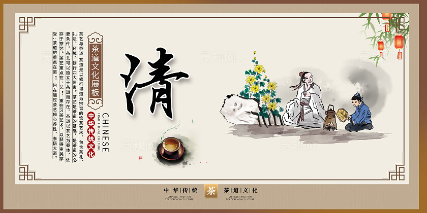 水墨茶道文化展板套图