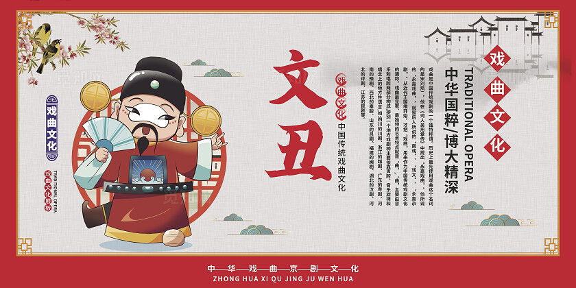 古风红色戏曲京剧院武生京剧人物简介套图展板