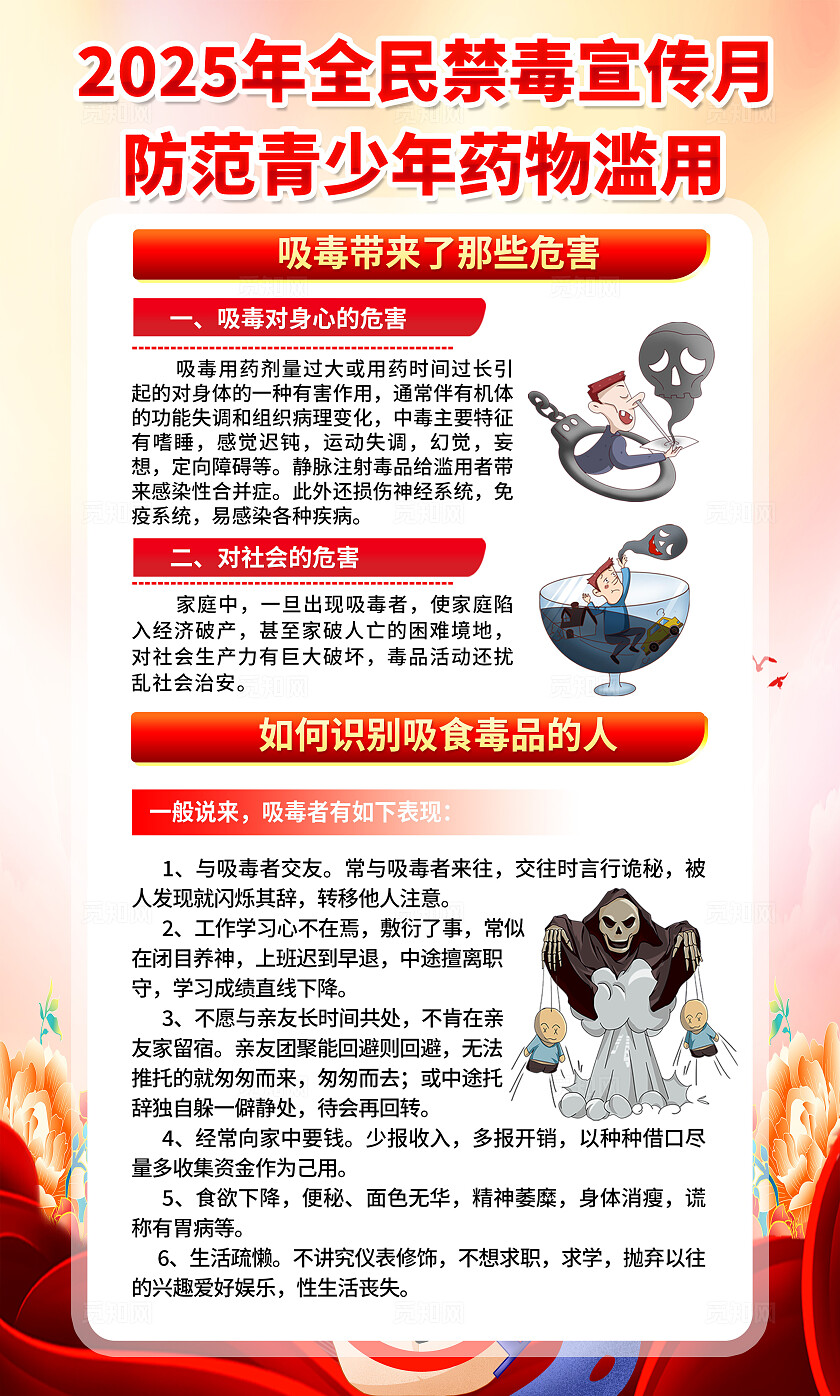 2025年禁毒6月26日国际禁毒日珍爱生命远离毒品知识海报