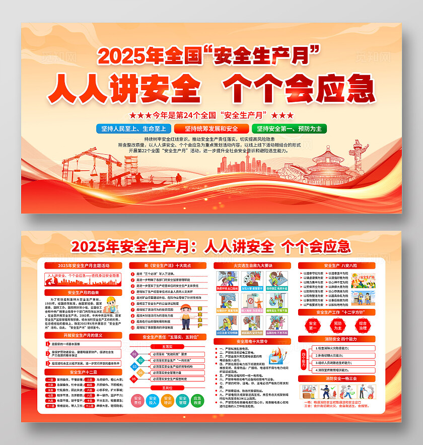 2025年全国安全生产月蓝色大气安全生产月宣传栏2025全国安全生产月