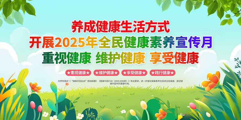 简单大气绿色2025年全民健康素养宣传月宣传展板