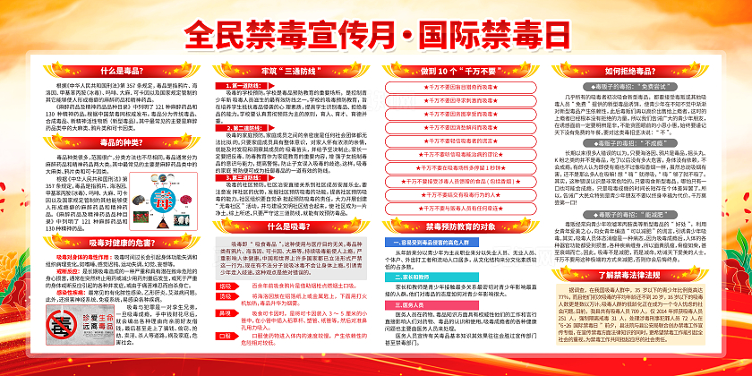 健康人生绿色无毒2025年国际禁毒日全民禁毒宣传月活动展板