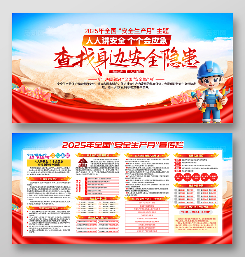 2025年安全生产月安全生产宣传展板