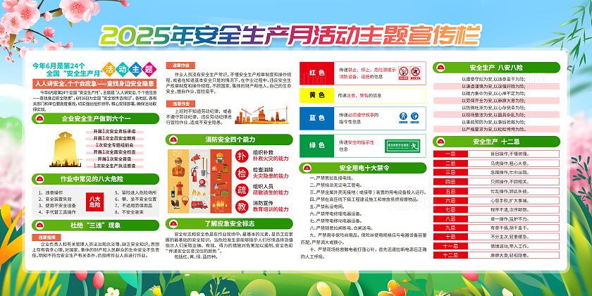 清新2025年全国安全生产月活动安全生产月展板