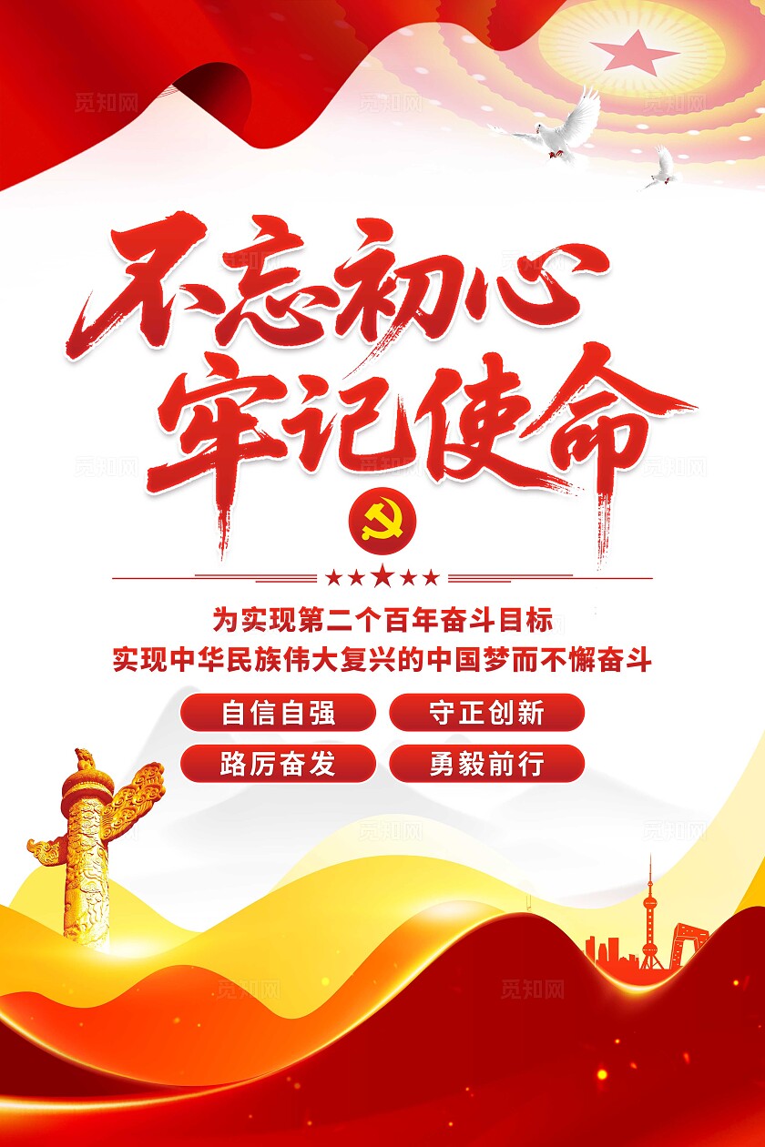不忘初心牢记使命海报