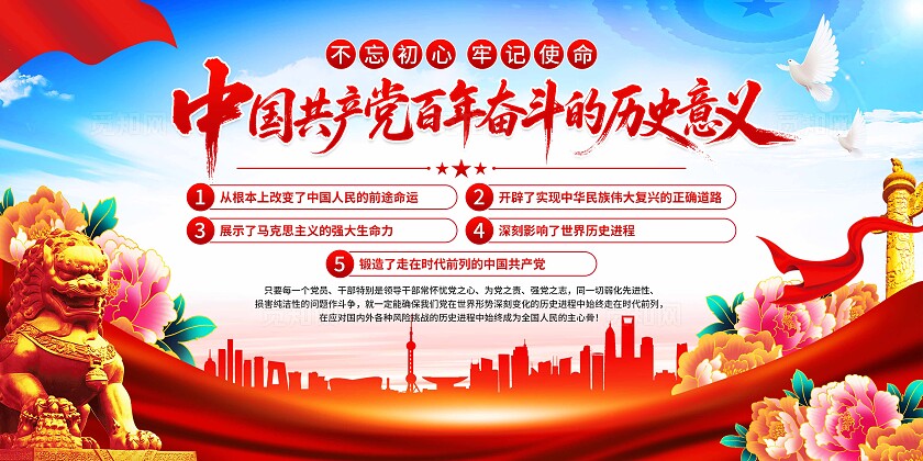 党百年奋斗的历史意义展板