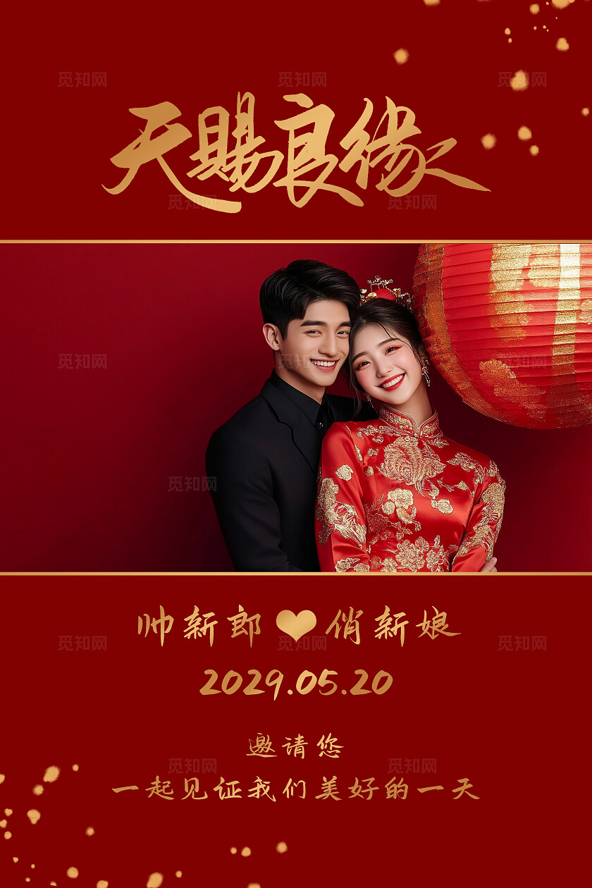 红色结婚水牌结婚喜宴背景板婚礼水牌婚礼海报