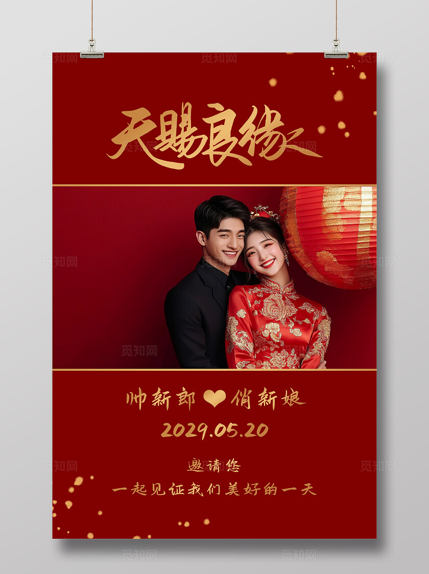 红色结婚水牌结婚喜宴背景板婚礼水牌婚礼海报