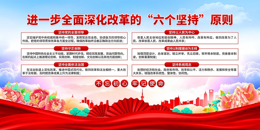深化改革六个坚持原则展板