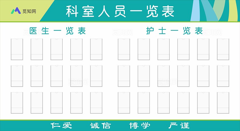 海绿色简约大气医护人员一览表 展板 模板