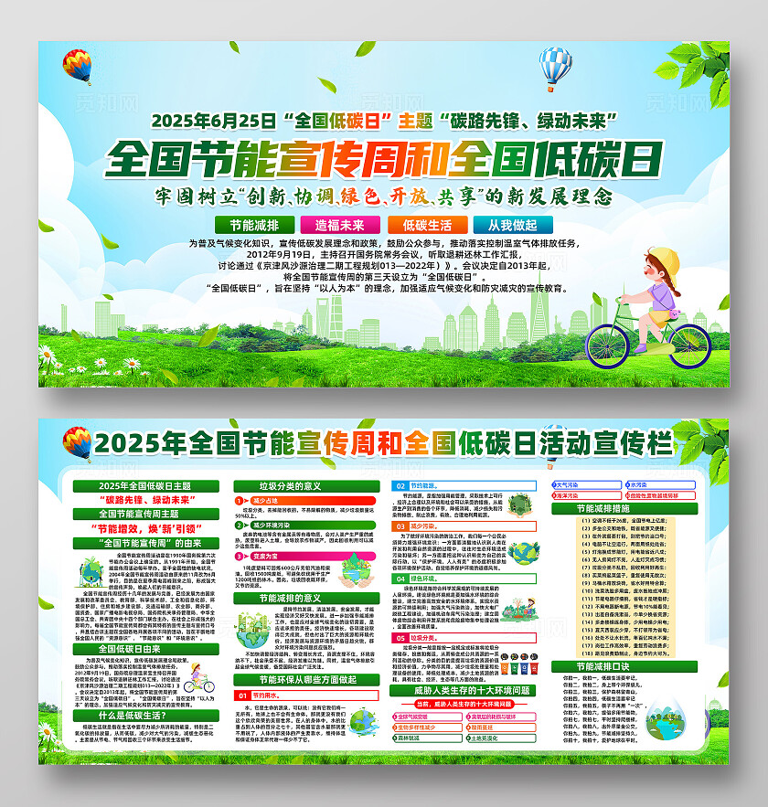 绿色简约节能增效焕新引领2025年全国节能宣传周全国低碳日展板