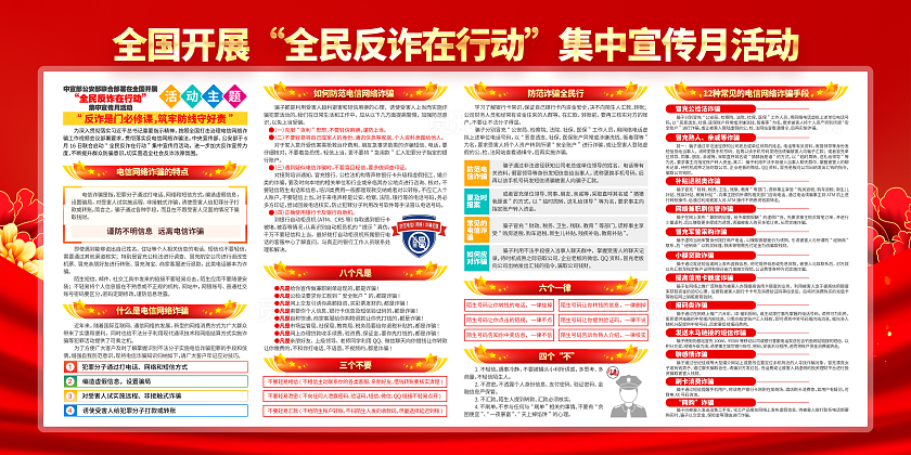 党建风开展2025年全民反诈在行动集中宣传月活动主题宣传展板