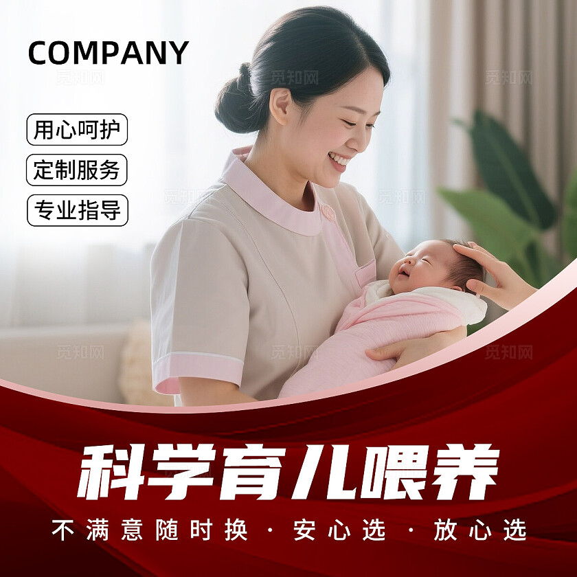 红色大气保姆月嫂育儿嫂家政服务轮播图banner设计大众美团宣传banner轮播图