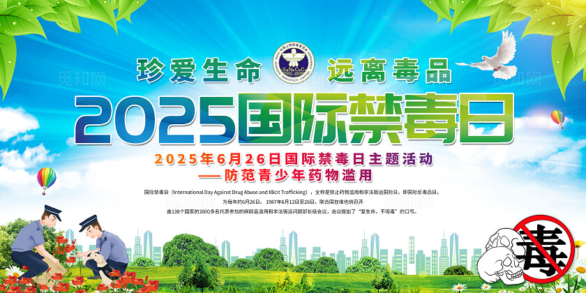 防范青少年药物滥用2025年全民禁毒宣传月国际禁毒日展板