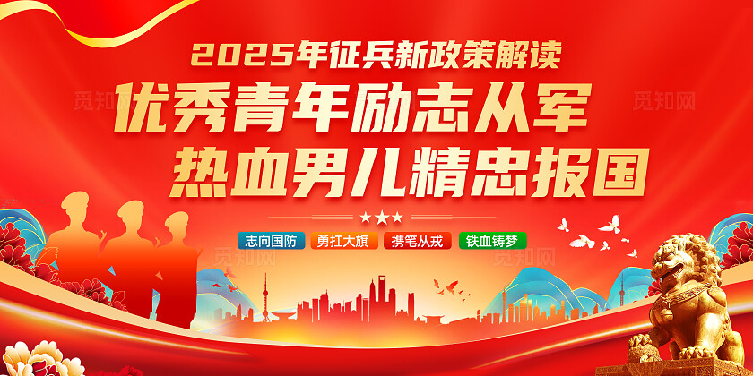 红色简约踊跃报名参军2025年征兵政策征兵征兵常规