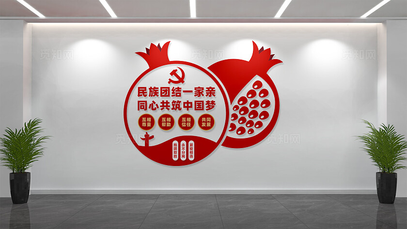 民族团结文化墙形象墙宣传标语