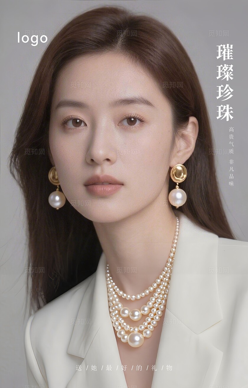 金棕色轻奢感黄金首饰珠宝珍珠翡翠宣传海报