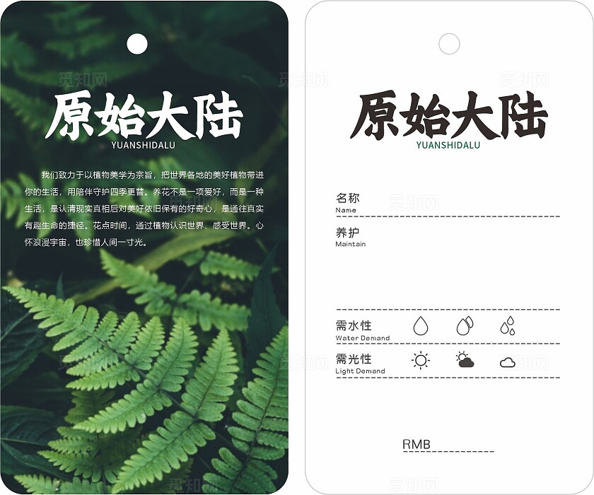 绿色简约大气原始在陆绿植标签 标贴 吊牌
