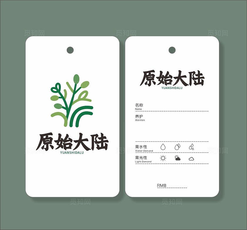 白色简约大气原始在陆绿植标签 标贴 吊牌