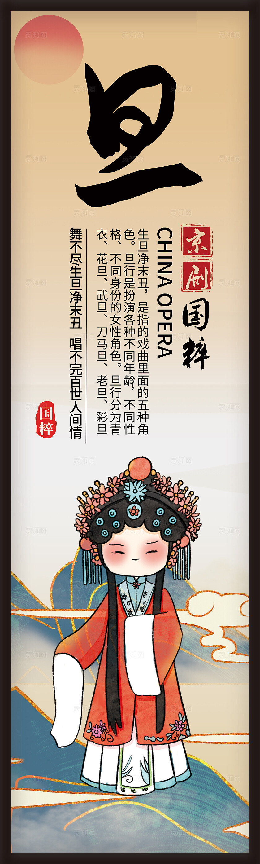 橙色卡通创意套图戏剧京剧戏曲宣传插画插图套图