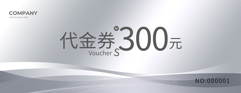 银色简约美发代金券常规