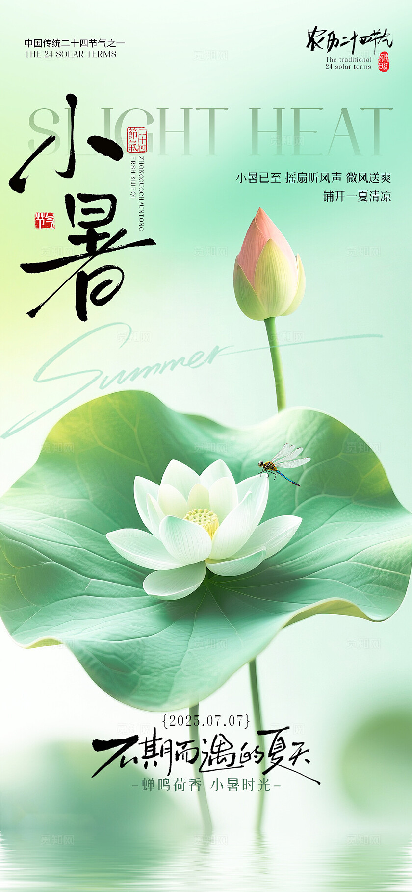 清新小暑节气海报二十四节气海报