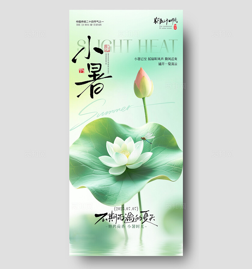 清新小暑节气海报二十四节气海报