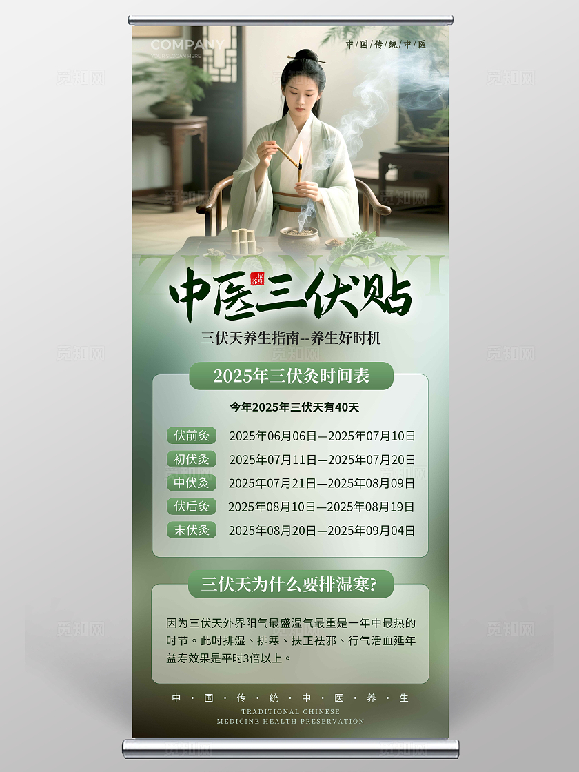 绿色实拍风格中医三伏贴三伏贴宣传展架三伏贴展架中医展架三伏贴冬病夏治三伏贴