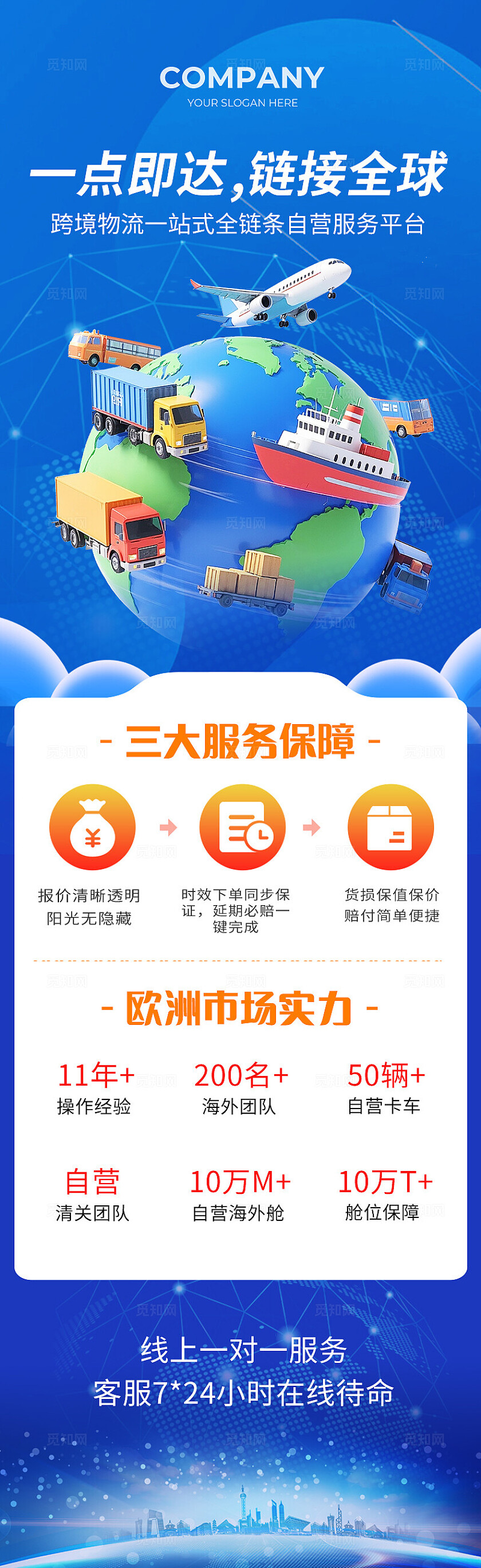 蓝色简约物流手机长图常规