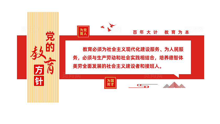 党的教育方针校园党建文化墙设计