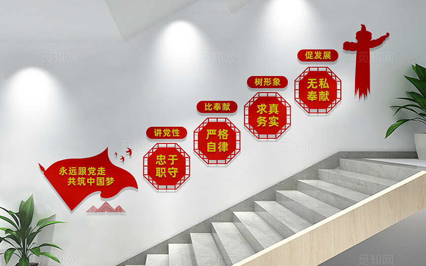 党支部党建楼梯文化墙