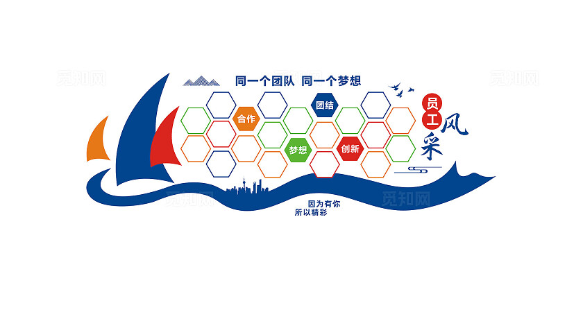 企业公司员工风采墙照片墙设计