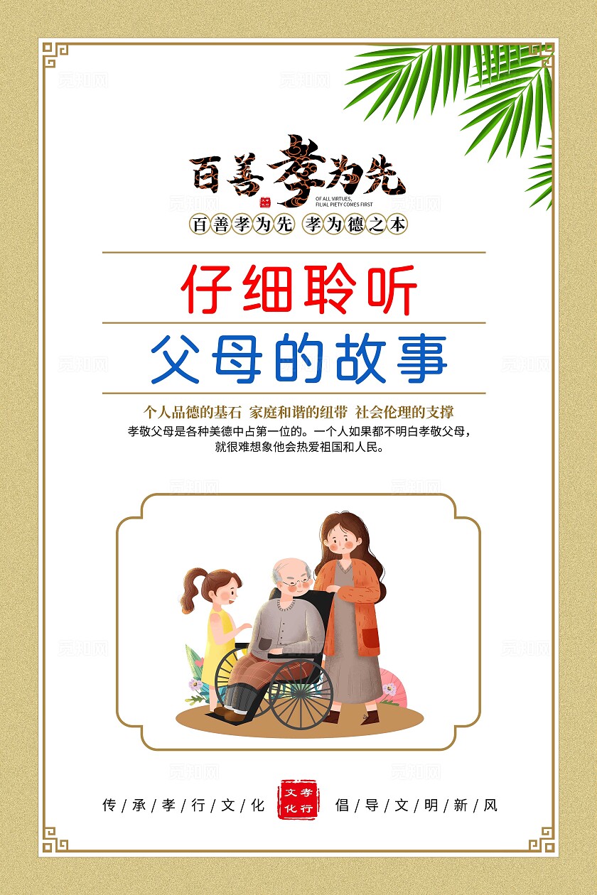 黄色复古二十四孝孝文化宣传套图