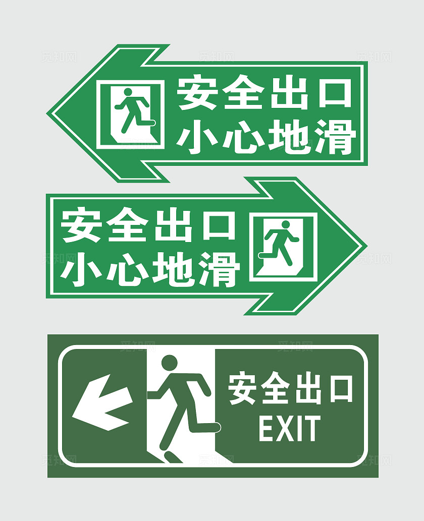 安全出口标识标志不同方向的安全出口紧急出口安全标识